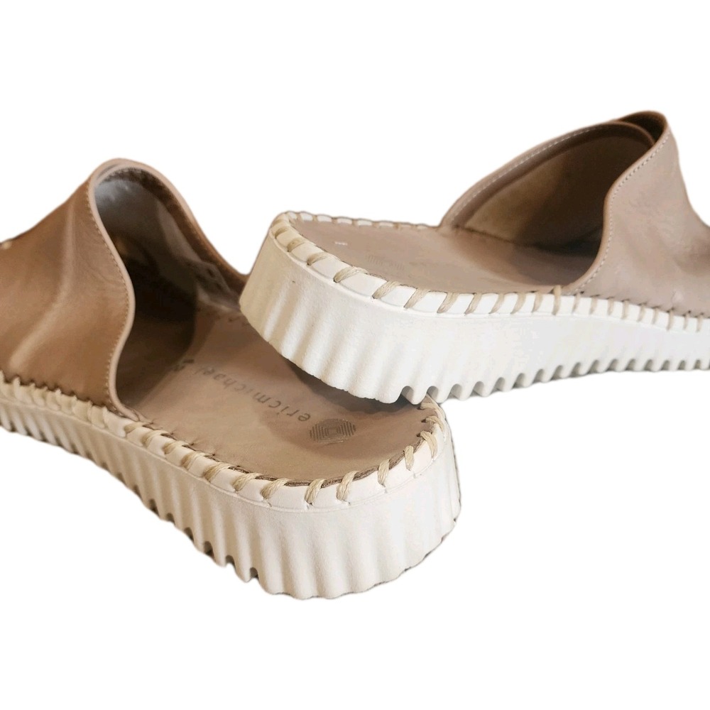 Eric Michael Gloria Open Toe Women's Leather Slide Sandals Beige 42 US 8 Comfort - Picture 6 of 9